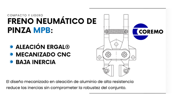 Freno neumático de pinza MPB de construcción ligera y alta resistencia. COREMO- HERREKOR SLU